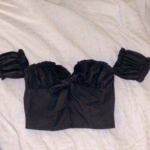 Black button up crop top
